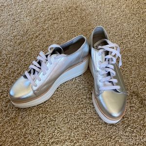Steve Madden silver platform sneakers